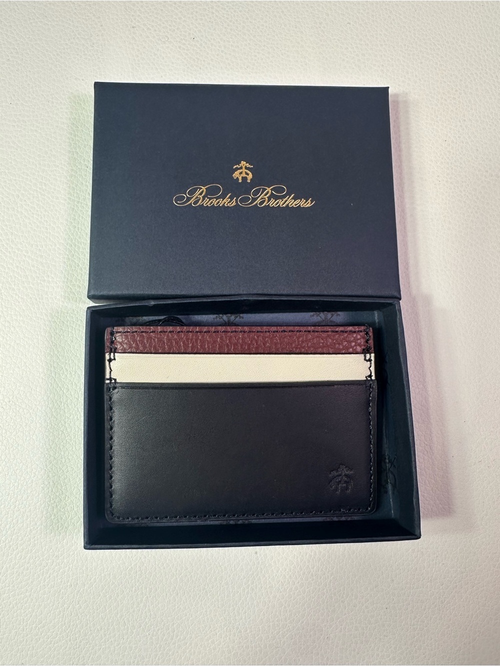 NEW Men’s Brooks Brothers Navy Blue Textured Leather Card Case/Wallet - Picture 3 of 7